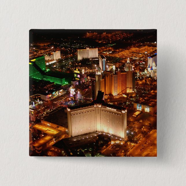 Bóton Quadrado 5.08cm Vista aérea de Las Vegas (Frente)