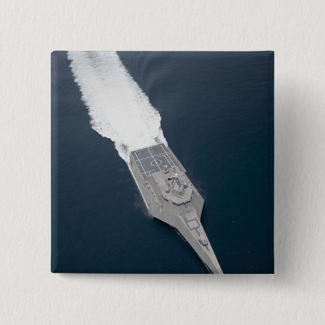 Bóton Quadrado 5.08cm Vista aérea do navio de combate litoral (Frente)