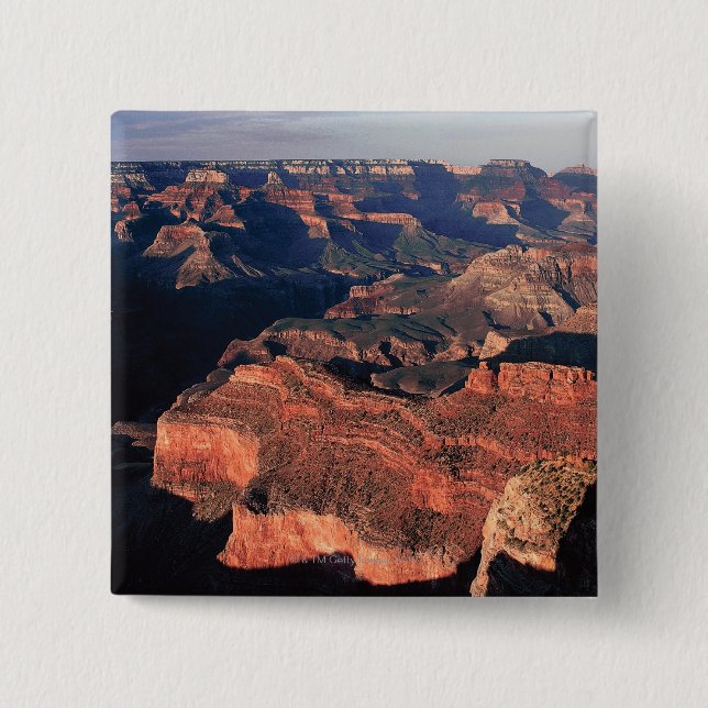 Bóton Quadrado 5.08cm Vista aérea do parque nacional do Grand Canyon, (Frente)