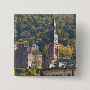 Bóton Quadrado 5.08cm Vista da Cidade Velha de Heidelberg