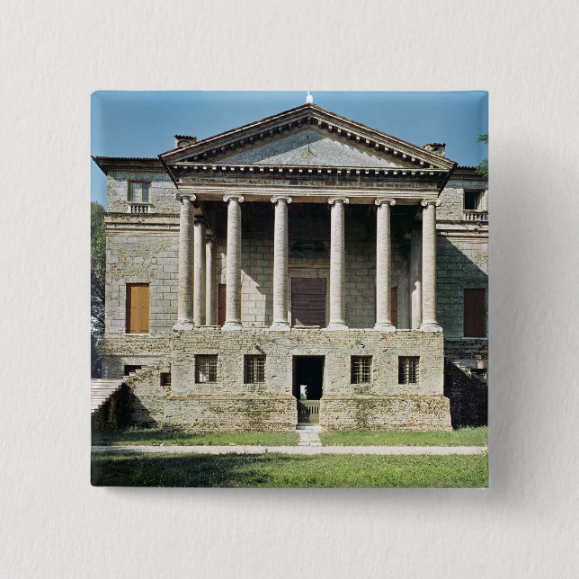 Bóton Quadrado 5.08cm Vista da fachada principal, construída em 1559-60 (Frente)