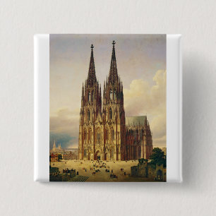 Bóton Quadrado 5.08cm Vista da majestade gótica da Catedral de Colônia