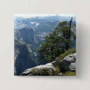 Bóton Quadrado 5.08cm Vista da Montanha Yosemite no Parque Nacional de Y
