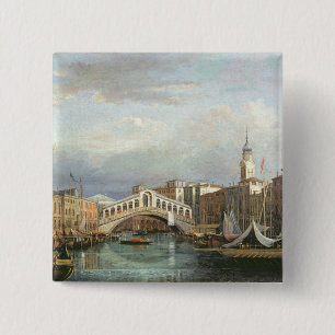 Bóton Quadrado 5.08cm Vista da ponte de Rialto em Veneza