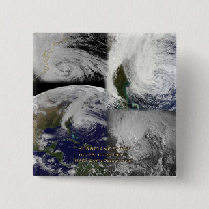Bóton Quadrado 5.08cm Vista de Colagem de Satélites do Furacão Sandy