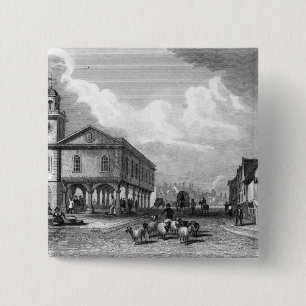 Bóton Quadrado 5.08cm Vista de Faversham, Kent, 1832