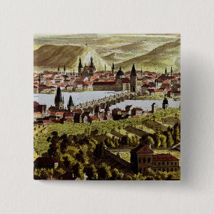 Bóton Quadrado 5.08cm Vista de Praga