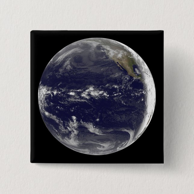 Bóton Quadrado 5.08cm Vista de satélite da Terra (Frente)