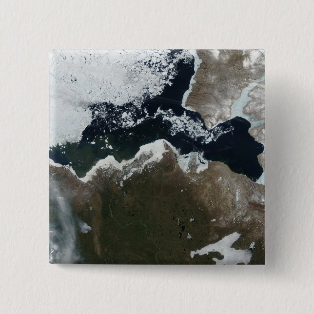 Bóton Quadrado 5.08cm Vista de satélite do noroeste do Canadá (Frente)