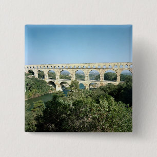 Bóton Quadrado 5.08cm Vista do aqueduto romano, c.19 construído BC