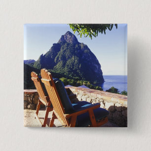 Bóton Quadrado 5.08cm Vista do Gros Piton da Villa Stonefield Estate