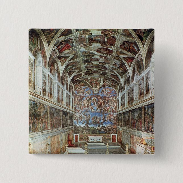 Bóton Quadrado 5.08cm Vista interior da capela de Sistine (Frente)