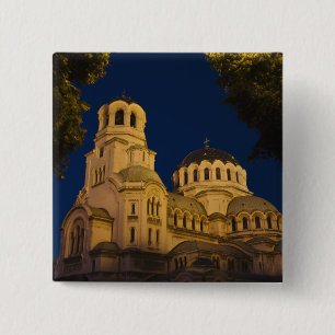 Bóton Quadrado 5.08cm Vista noturna da Catedral de Alexander Nevski