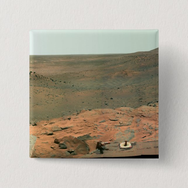Bóton Quadrado 5.08cm Vista panorâmica de Marte (Frente)