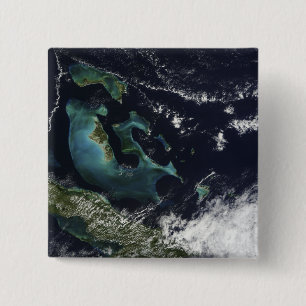Bóton Quadrado 5.08cm Vista satélite das ilhas de Bahama