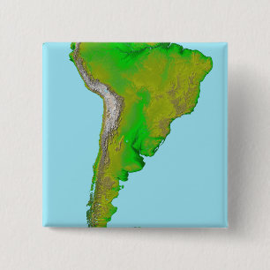 Bóton Quadrado 5.08cm Vista topográfica de Ámérica do Sul