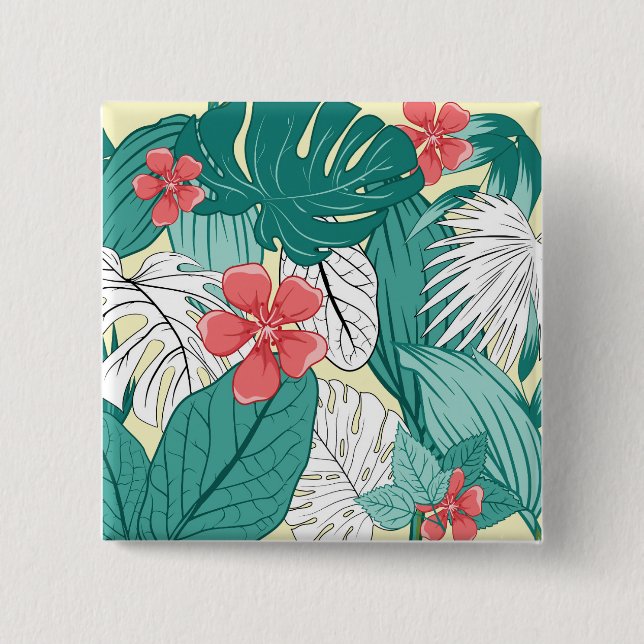 Bóton Quadrado 5.08cm Vista tropical (Frente)