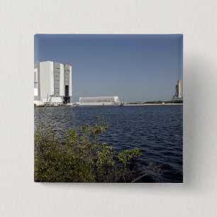 Bóton Quadrado 5.08cm Visto através da bacia, vaivém espacial Atlantis