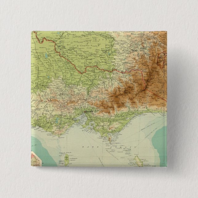Bóton Quadrado 5.08cm Vitória e Tasmânia (Frente)