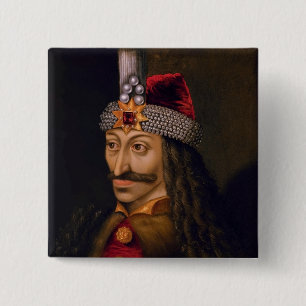 Bóton Quadrado 5.08cm Vlad Tepes: Empalador, Príncipe Dragão Drácula Voi