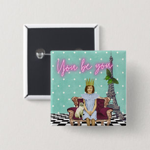 Bóton Quadrado 5.08cm Você Está Empoderando Pop de Arte Menina