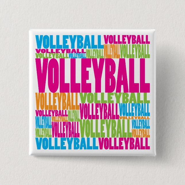 Bóton Quadrado 5.08cm Voleibol colorido (Frente)