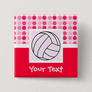 Bóton Quadrado 5.08cm Voleibol cor-de-rosa bonito