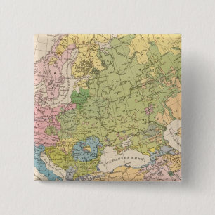 Bóton Quadrado 5.08cm Volkerkarte von Europa, Mapa da Europa