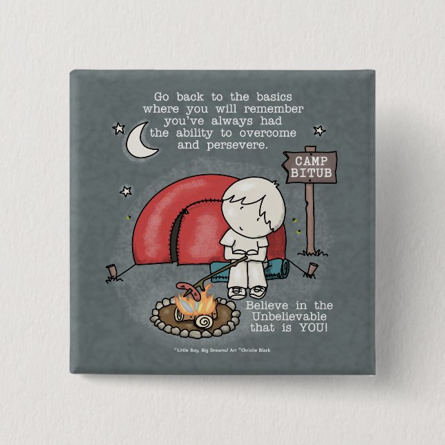 Bóton Quadrado 5.08cm Voltar ao básico (Frente)