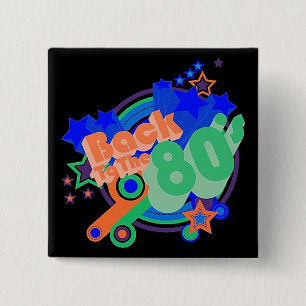 Bóton Quadrado 5.08cm Voltar Ao Botão De anos 80 Retro Quadrado Da anos