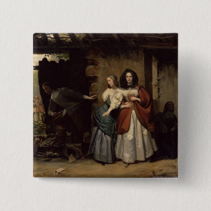 Bóton Quadrado 5.08cm Vôo de Henrietta-Maria France, rainha de