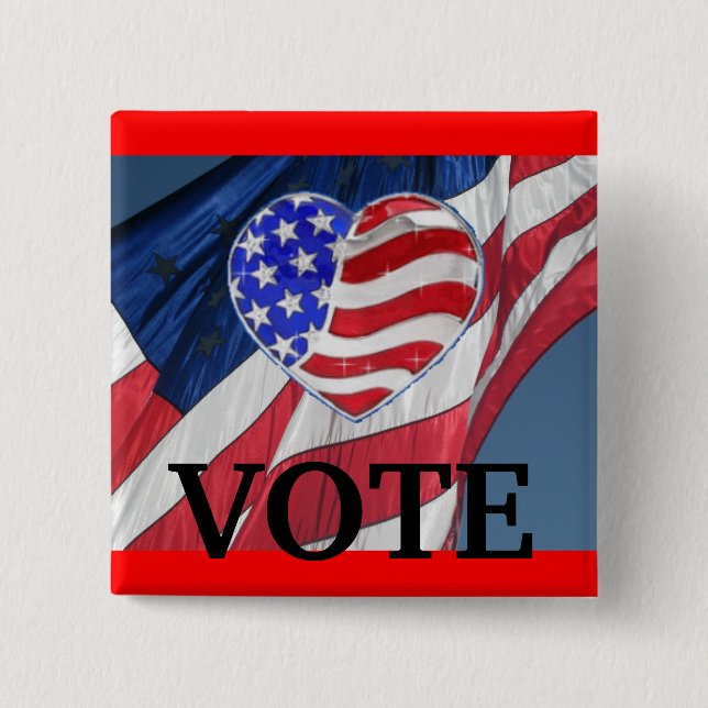 Bóton Quadrado 5.08cm Votação - Botão de Eleição da Campanha (Frente)