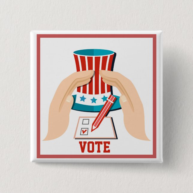 Bóton Quadrado 5.08cm Votação das eleições presidenciais (Frente)