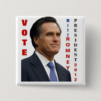Bóton Quadrado 5.08cm Votação Mitt Romney 2012 Botão Pinback