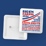 Bóton Quadrado 5.08cm Votação na Plataforma Eleitoral de Biden Harris 20<br><div class="desc">Votem Joe Biden e Kamala Harris para presidente e vice-presidente na eleição presidencial de 2024 para apoiar a plataforma do partido democrático. Este botão político mostra uma lista de seis razões: direitos LGBTQ, saúde feminina, política ambiental, reforma do empréstimo estudantil, igualdade de oportunidades para minorias e mulheres, leis sensatas sobre...</div>