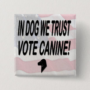 Bóton Quadrado 5.08cm Vote Dog com Bandeira Americana