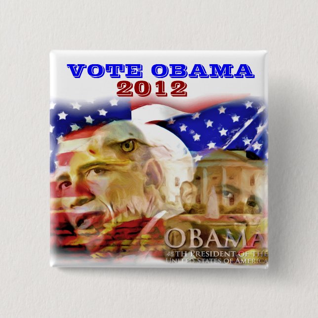 Bóton Quadrado 5.08cm Vote Obama 2012_Button (Frente)