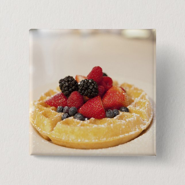 Bóton Quadrado 5.08cm waffle de fruta fresca (Frente)