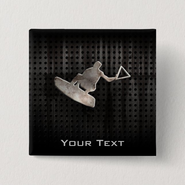 Bóton Quadrado 5.08cm Wakeboarder; Preto legal (Frente)