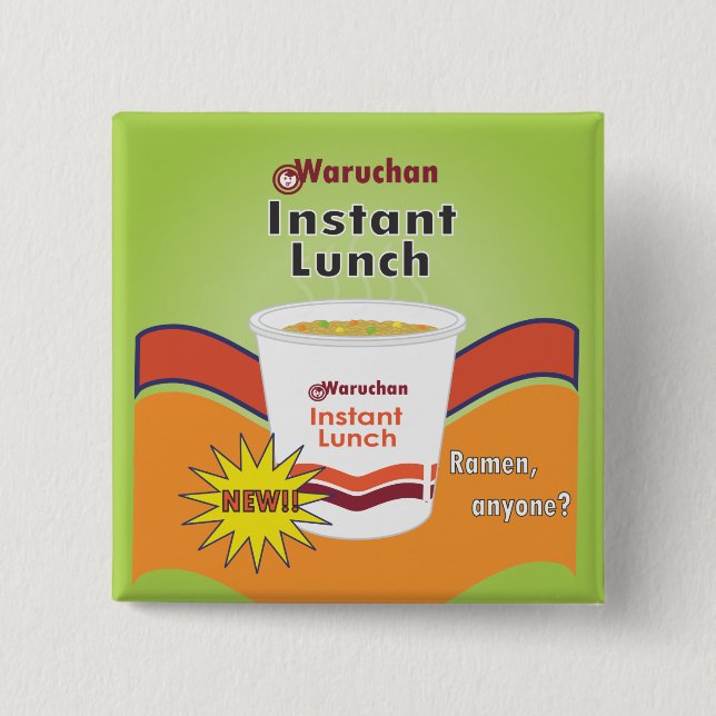 Bóton Quadrado 5.08cm Waruchan - Ramen (Frente)
