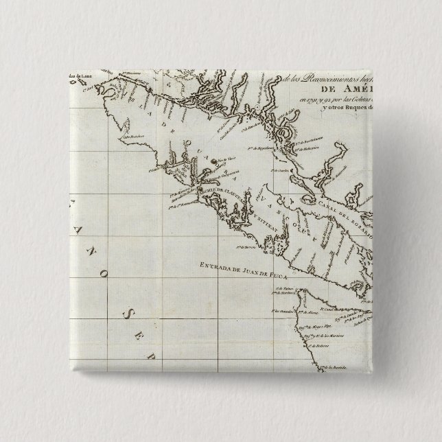 Bóton Quadrado 5.08cm Washington, British Columbia, mapa de Vancouver (Frente)