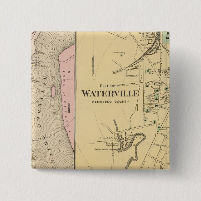 Bóton Quadrado 5.08cm Waterville, Kennebec Co (Frente)