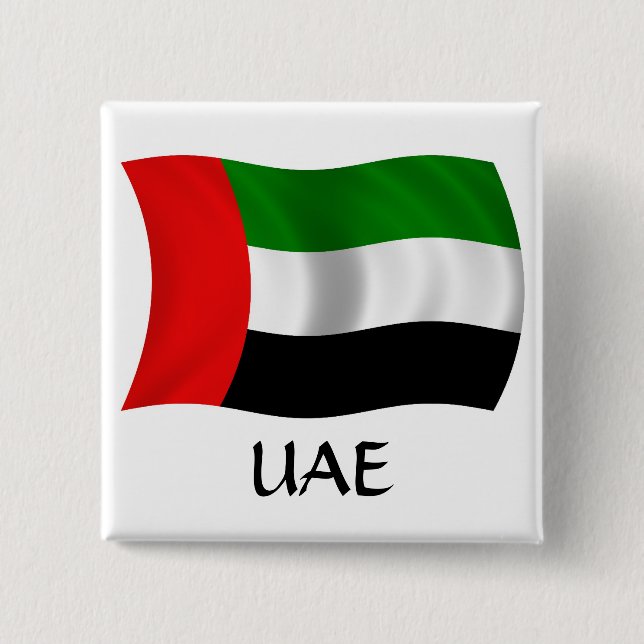 Bóton Quadrado 5.08cm Waving UAE Flag (Frente)