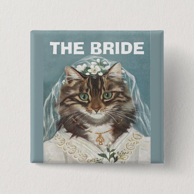 Bóton Quadrado 5.08cm Wedding, a noiva, festa de solteira, partido de (Frente)