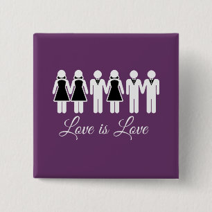 BÓTON QUADRADO 5.08CM WEDDING LOVE IS LOVE