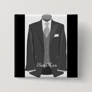 Bóton Quadrado 5.08cm Wedding Tuxedo Best Man Pin Button Badge Gift