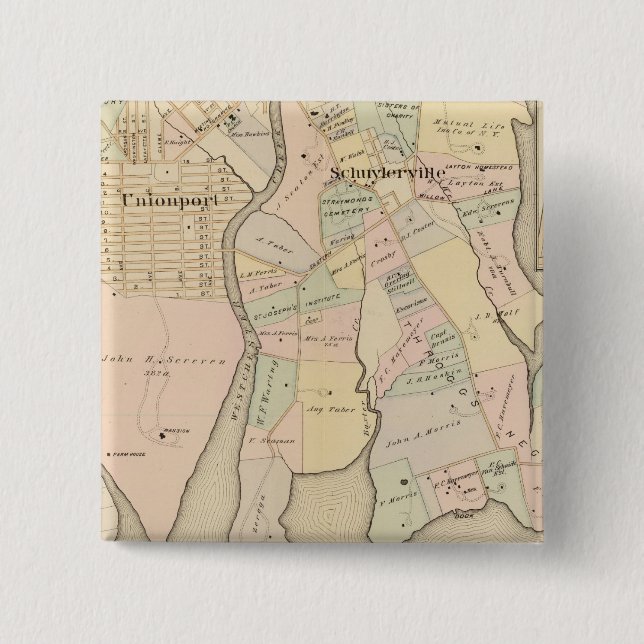 Bóton Quadrado 5.08cm West Chester, Schuylerville, Nova Iorque (Frente)