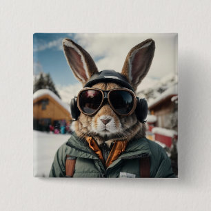Bóton Quadrado 5.08cm Whimsical Snowboard Bunny