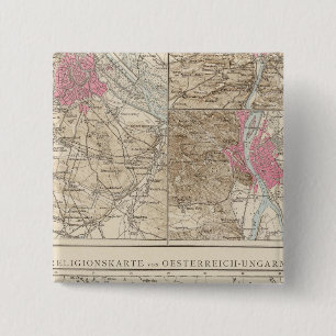 Bóton Quadrado 5.08cm Wien, Prag, Mapa do BudaPest