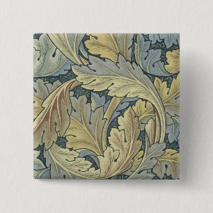 Bóton Quadrado 5.08cm William Morris Acanthus Deixa Arte Floral Nouveau